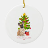 Franse Bulldog Gepersonaliseerde Kerstmis Keramisch Ornament (Voorkant)