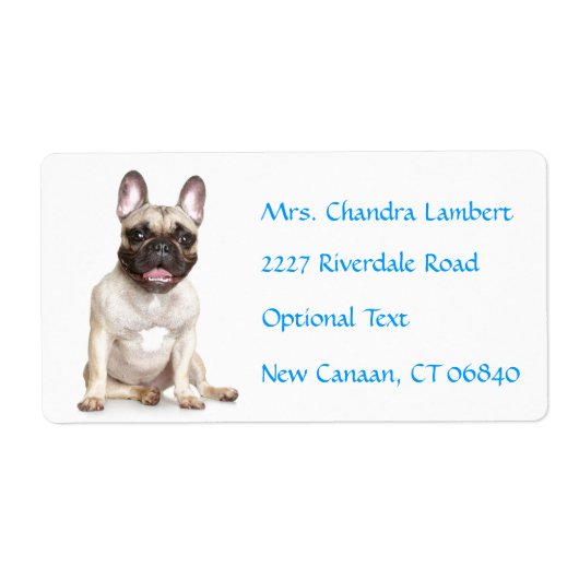 Franse bulldog gepersonaliseerde naam adreslabel etiket (Voorkant)