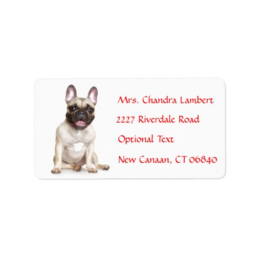 Franse bulldog gepersonaliseerde naam adreslabel etiket (Voorkant)