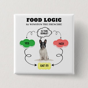 Franse Bulldog gepersonaliseerde voedsellogica str Vierkante Button 5,1 Cm