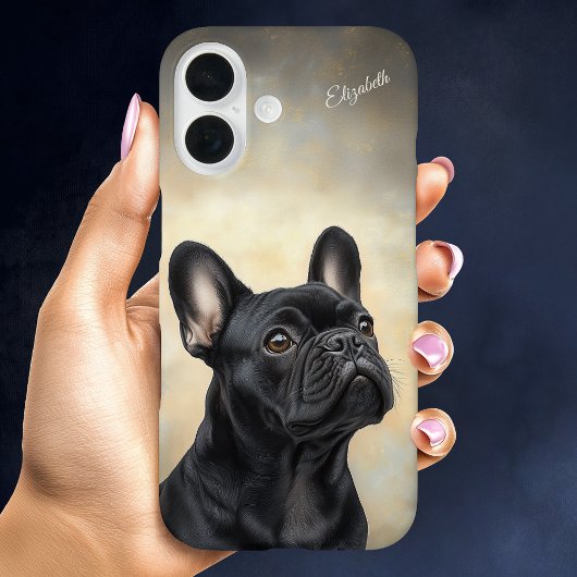 Franse Bulldog Gepersonaliseerde Zwarte Frenchie Case-Mate iPhone Case