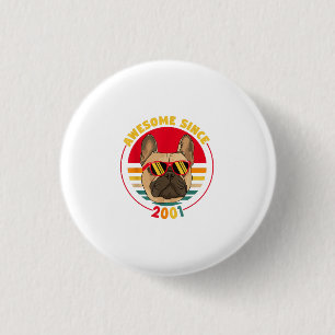 Franse Bulldog Geweldige cadeau voor 2001 20th Bir Ronde Button 3,2 Cm