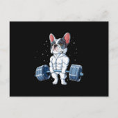 Franse Bulldog Gewichtheffen Grappige Deadlift Gym Feestdagenkaart (Voorkant)