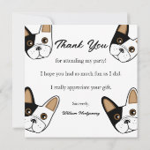 Franse Bulldog Gezicht Verjaardagsfeest Dank u kaa Kaart (Achterkant)