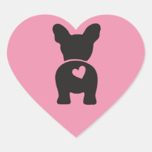 Franse Bulldog Gift Labels, Heart Sticker Sheet,