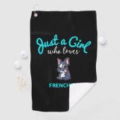 Franse Bulldog Girls Kinder Bulldog Gift Golfhanddoek (Insitu)