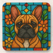 Franse Bulldog "Glas in lood" Bier Onderzetter