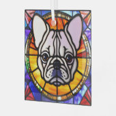 Franse Bulldog "Glas in lood" Glas Ornament (Voorkant links)