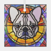 Franse Bulldog "Glas in lood" Glas Ornament (Voorkant)