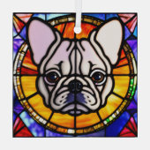 Franse Bulldog "Glas in lood" Glas Ornament (Achterkant)