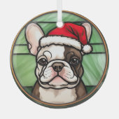 Franse Bulldog Glas in lood Kerstmis Glas Ornament (Voorkant)