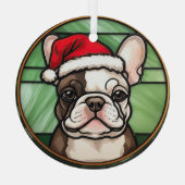 Franse Bulldog Glas in lood Kerstmis Glas Ornament (Achterkant)