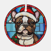 Franse Bulldog Glas in lood Kerstmis Ornament (Achterkant)