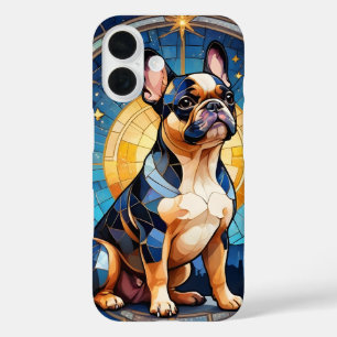 Franse Bulldog Glas in lood Moon & Stars iPhone 16 Hoesje