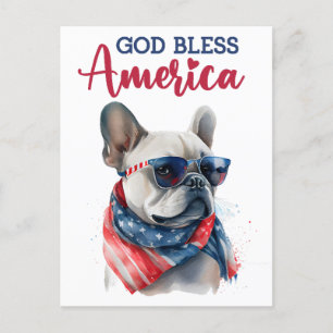 Franse Bulldog, God Bless America Ansichtkaart Briefkaart