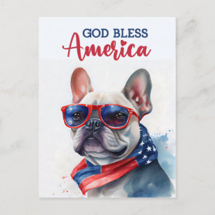 Franse Bulldog, God Bless America Ansichtkaart Briefkaart