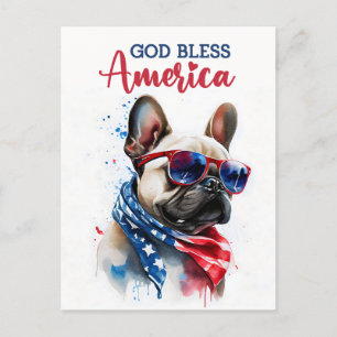 Franse Bulldog, God zegene Amerika Briefkaart