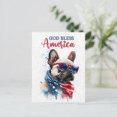 Franse Bulldog, God zegene Amerika Briefkaart (Staand voorkant)