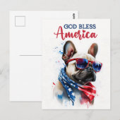 Franse Bulldog, God zegene Amerika Briefkaart (Voorkant / Achterkant)