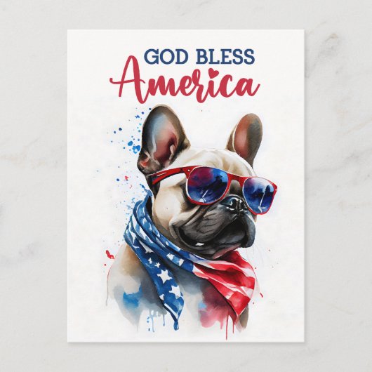 Franse Bulldog, God zegene Amerika Briefkaart (Voorkant)