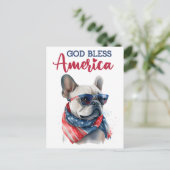 Franse Bulldog, God zegene Amerika Briefkaart (Staand voorkant)