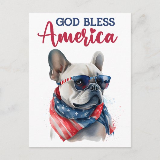 Franse Bulldog, God zegene Amerika Briefkaart (Voorkant)