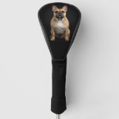 Franse Bulldog Golf Driver Hoes, Zwarte Stijl Golfheadcover (Voorkant)