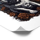 Franse Bulldog Gotische Bloemen Poster (Hoek)