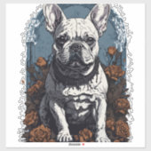 Franse Bulldog Gotische Bloemen Sticker (Vel)