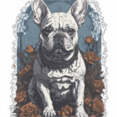 Franse Bulldog Gotische Bloemen Sticker (Voorkant)