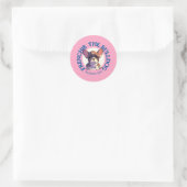 Franse bulldog grappig citaat roze en blauwe tekst ronde sticker (Tas)
