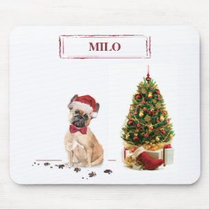 Franse Bulldog Grappige Kersthond met Boom Muismat