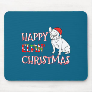 Franse Bulldog Grappige Kerstman Hoed Gelukkig Elf Muismat