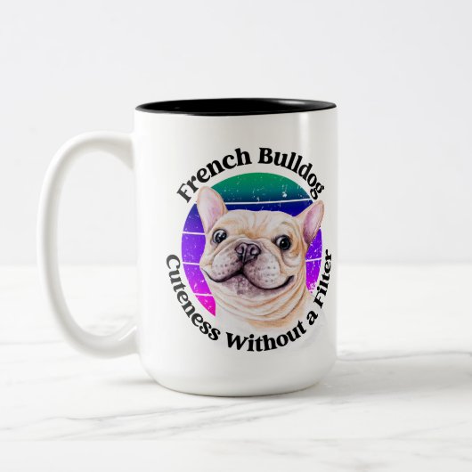 Franse Bulldog grappige quote Two-Tone Coffee Mok (Links)