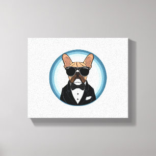 Franse Bulldog Grappige Schattigee kunst Canvas Afdruk