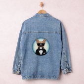 Franse Bulldog Grappige Schattigee kunst Denim Jacket (Hangar)