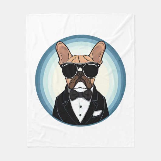 Franse Bulldog Grappige Schattigee kunst Fleece Deken (Voorkant)