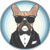 Franse Bulldog Grappige Schattigee kunst Sticker (Voorkant)