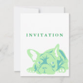 Franse bulldog Green Invitation Kaart (Voorkant)
