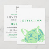 Franse bulldog Green Invitation Kaart (Voorkant / Achterkant)