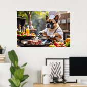 Franse Bulldog Grill Chef Poster (Thuiskantoor)