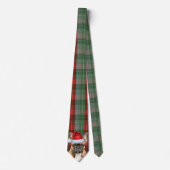 Franse Bulldog Groen Rood Kerstmis Geruite Stropdas (Voorkant)