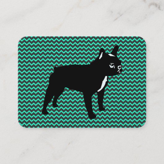 Franse Bulldog Groene Kaarten Visitekaartje (Voorkant)