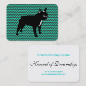 Franse Bulldog Groene Kaarten Visitekaartje (Voorkant / Achterkant)