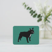 Franse Bulldog Groene Kaarten Visitekaartje (Staand voorkant)