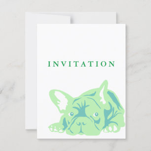 Franse Bulldog Groene Uitnodiging