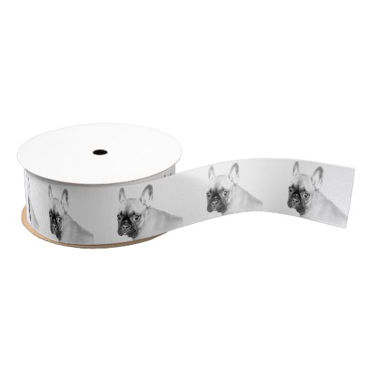 Franse Bulldog Grosgrain Lint (Spoel)