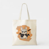 Franse Bulldog halloween boek! Tote Bag (Achterkant)