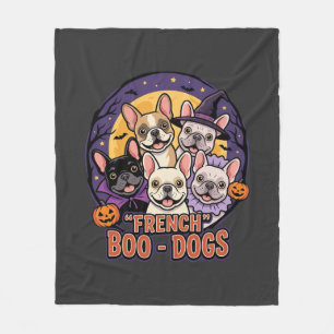 Franse Bulldog Halloween Boo Dogs Vector Fleece Deken
