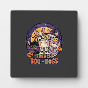 Franse Bulldog Halloween Boo Honden Vector Fotoplaat